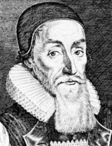 A line drawing of Hall with a hood and long beard