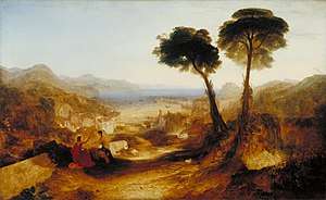 Painting depicting the beach of the town of Baiae