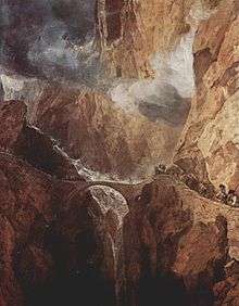 Painting by J. M. W. Turner shows the Devil's Bridge in 1803–1804.