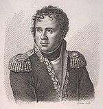 Portrait of a curly-haired man wearing a uniform with epaulettes.