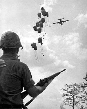 Air drop of supplies in Operation Junction City