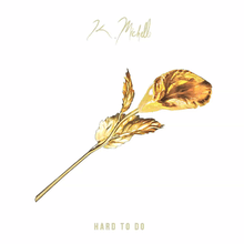 An image of a golden rose, with the song's title and the singer's name written above and below it.