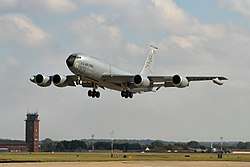A Boeing KC-135R Stratotanker of the 100th ARW at RAF Mildenhall.