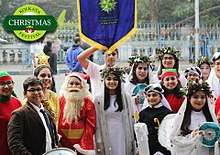 Students from South City International School at the Christmas Parade on Park Street during Kolkata Christmas Festival 2016