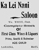 Black and white newspaper ad for saloon