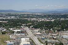 A bird's eye view of the city of Kalispell, Montana