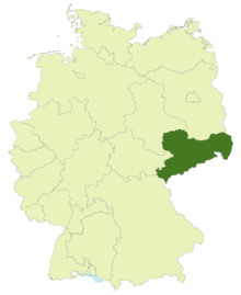 Map of Germany with the location of Saxony highlighted