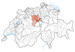 Map of Switzerland, location of Lucerne highlighted