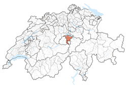 Map of Switzerland, location of Nidwalden highlighted