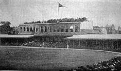 Black and white photograph of the Oval cricket ground