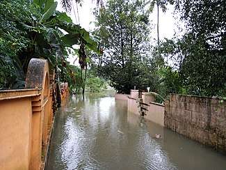 Street flooded in Kerala