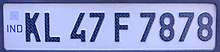 vehicle number plate Kerala India