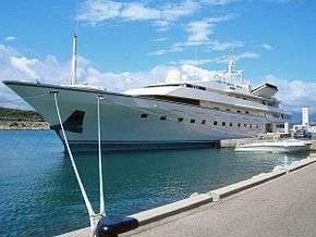 Large yacht at a dock