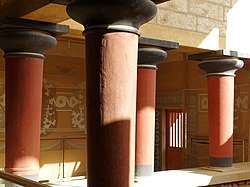 Minoan columns, wider at the top than the base
