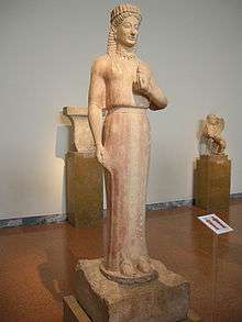 Phrasikleia Kore on display at the National Archaeological Museum of Athens