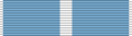 A blue ribbon with a while stripe down the middle