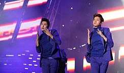 A photograph of TVXQ at the Kpop World festival in 2012