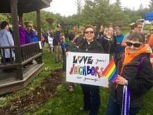 photograph of the first LGBT Pride Parade in Home, AK