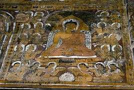 Frescoes of the Buddha and other people