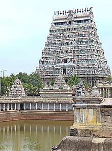A view of north-side gopuram of the temple