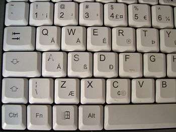Photo of part of a QWERTY keyboard with a thorn on the t key