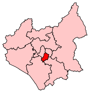 A small constituency, located in the centre of the county to the south of two equally small constituencies.