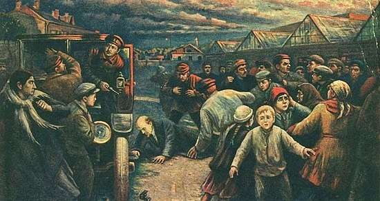 Vladimir Pchelin painting about Lenin's assassination attempt, from 1927