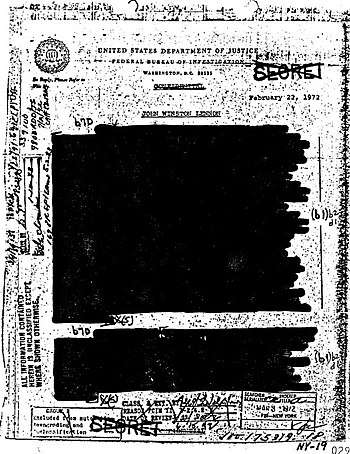 Document with text almost all blacked out, dated 1972.