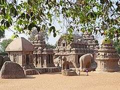 Group of temples and sculptures, close together