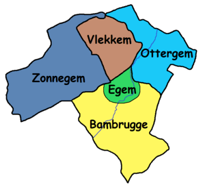Ligging van Egem in Bambrugge en rondomliggende deelgemeenten
