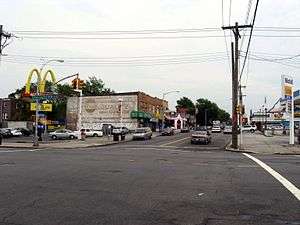 Looking east across Springfield Boulevard along Linden Boulevard in Cambria Heights