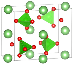 The orthorhombic unit cell of lithium perchlorate under standard conditions.