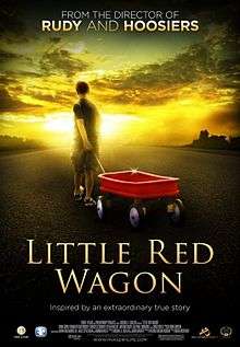 A young boy tows a little red wagon under a sky with bright light at the bottom and dark clouds as the top. Text at the bottom of the poster reveals the title, production credits and rating.