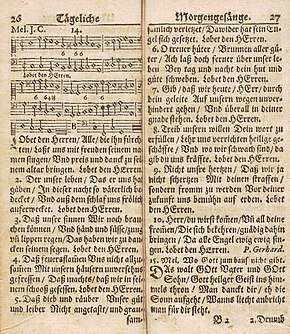 "Lobet den Herren" in Praxis Pietatis Melica, 1660