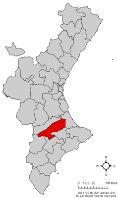 Location of Vall d'Albaida in the Valencian Community