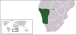 Map of Namibia and surrounding countries in southern Africa
