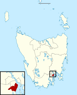 Map of the Tasmanian Legislative Council divisions, Nelson highlighted in crimson.