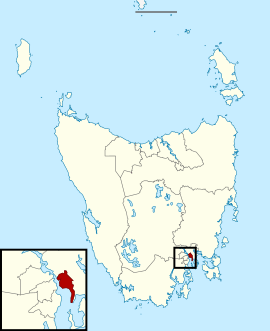 Map of the Tasmanian Legislative Council divisions, Pembroke highlighted in crimson.