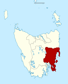 Map of the Tasmanian Legislative Council divisions, Prosser highlighted in crimson.