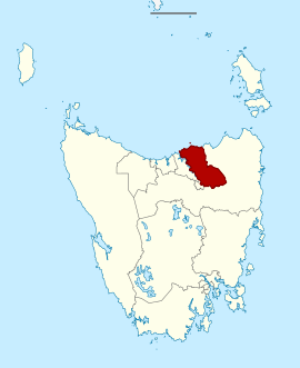 Map of the Tasmanian Legislative Council divisions, Windermere highlighted in crimson.