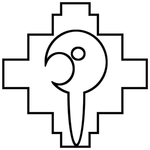 Emblem used by the Organos de Resistencia Territorial (military arm) in sabotage actions awarded by the CAM. The image represents a guemil (symbol of Mapuche iconography) with a Mapuche clava inside it.