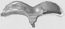 Black and white drawing of the Lokrume helmet fragment