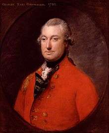 Thomas Gainsborough painting of Lord Charles Cornwallis in a red military uniform