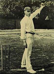 Wilfred Rhodes bowling c. 1902