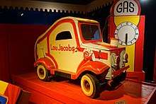 Lou Jacobs miniature clown car, 1951-1952, with gas pump