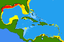 Map of species distribution concentrated in northern Gulf of Mexico