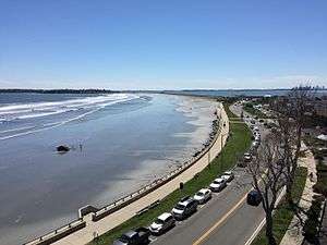 View over Lynn Shore Drive to Nahant and Boston