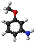 Ball-and-stick model of the m-anisidine molecule