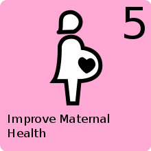 Logo depicting pregnant woman, used in Millennium Development Goal 5, maternal and reproductive health