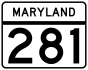 Maryland Route 281 marker